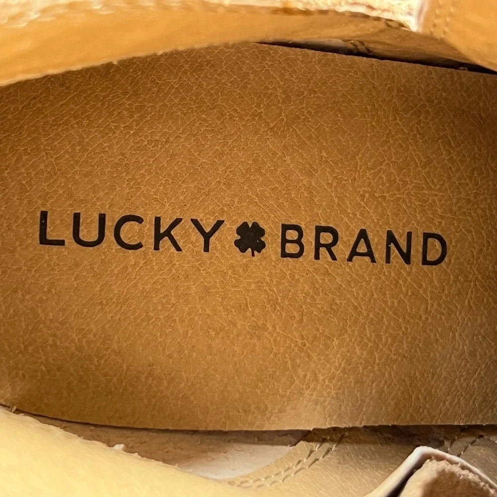 Lucky Brand LK-YIMME Camel Tan Suede Leather‎ Ankle Wedge Booties Size 10M / 42